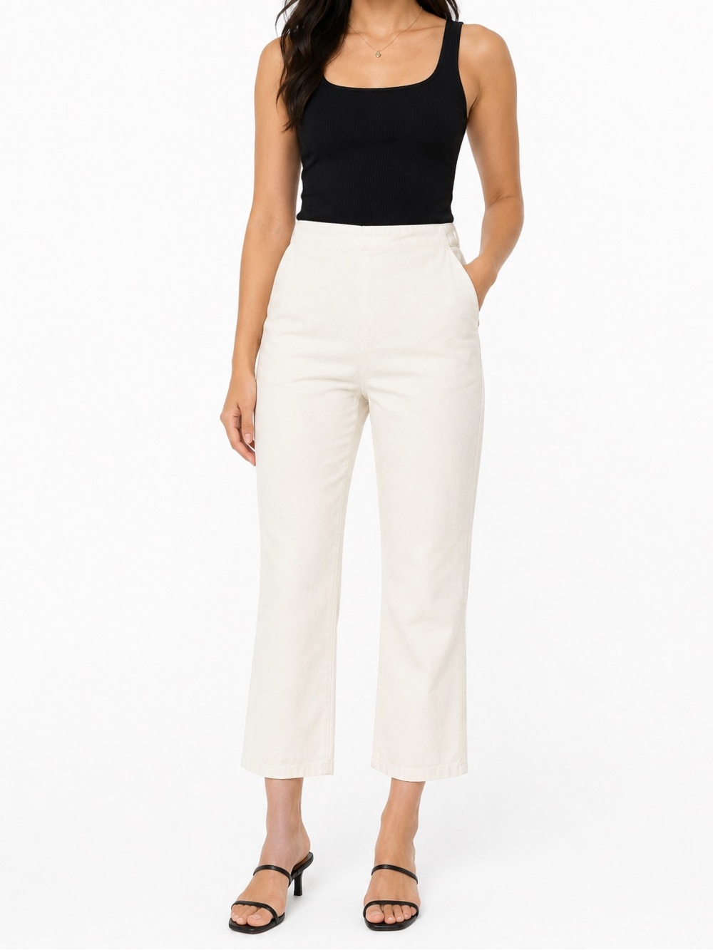 SPRWMN Los Angeles High Rise Stretch Flare Ankle Pants Classic Basic Womens S